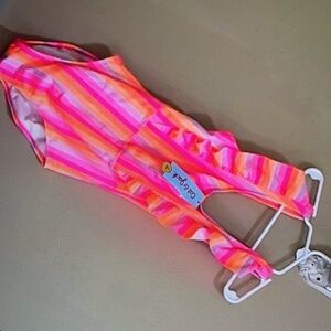 Orange striped one piece